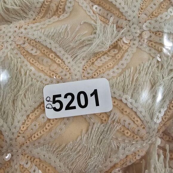 NWOT Dress the Population Sequin Fringe Dress Size XS Cream - Picture 12 of 12